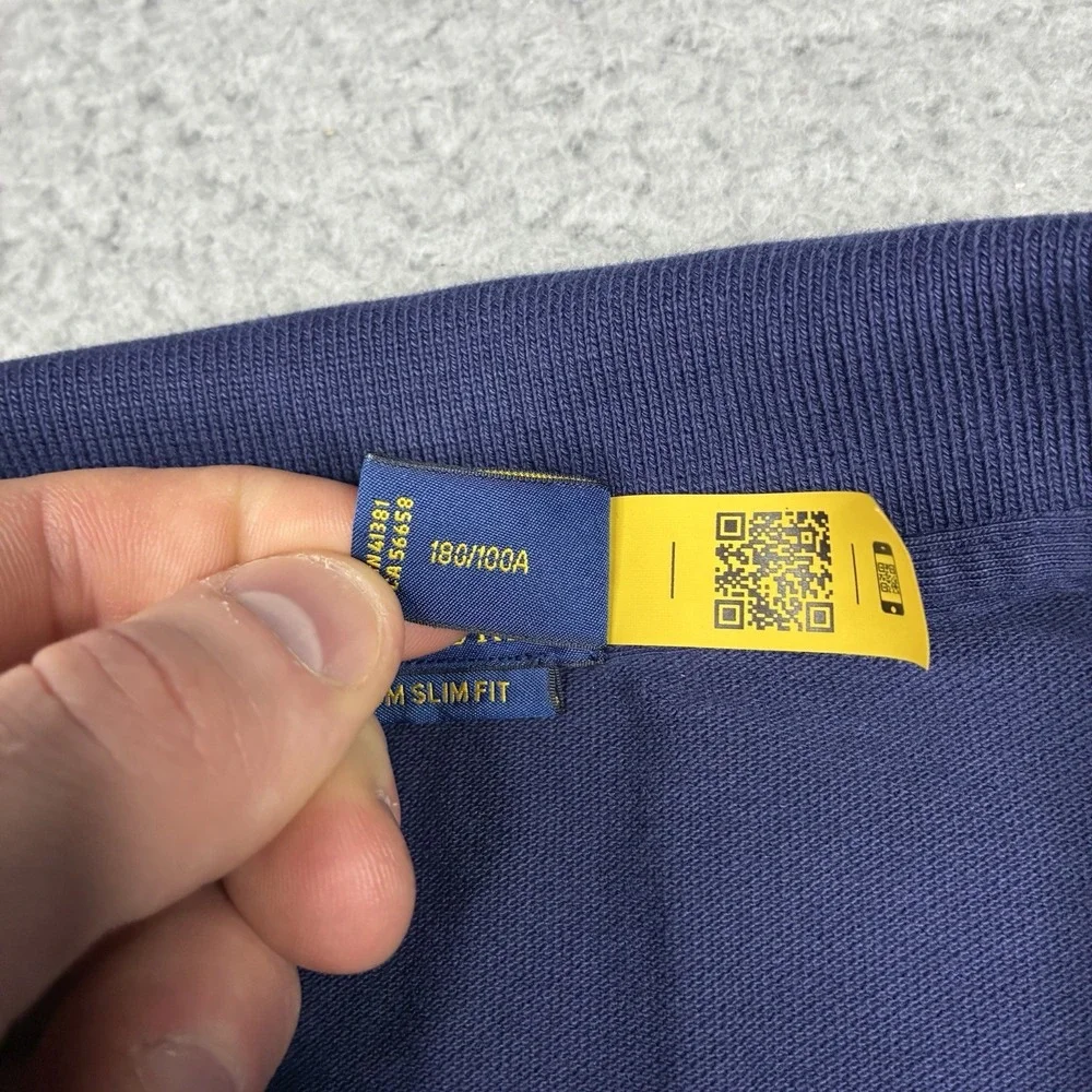 Polo Ralph Lauren Big Pony Sash Polo Shirt Men's Large Fits S/M Blue Slim Fit
